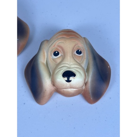 Miller Studio Inc 1961 Vintage Basset Hound Dog Head Wall Plaques Set of 2 - Picture 4 of 13